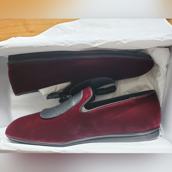$685 New Salvatore Ferragamo Men Finnegan Red Velvet Tassel Loafers 10.5 main image 13